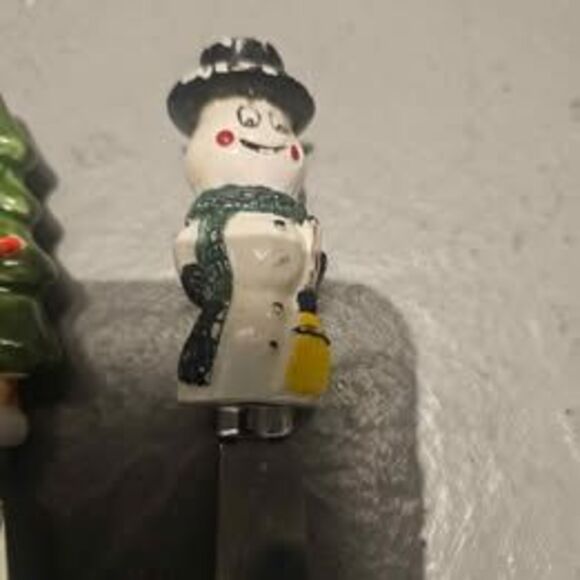 Christmas Cheese Spreaders Ceramic Set of 3 Tree Angel and Snowman - Picture 3 of 5